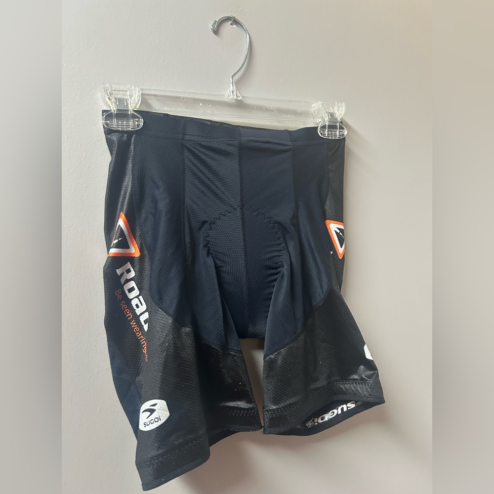 SUGOI Black Orange Cycling Padded Shorts Women's Small RoadID